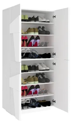 Produktbild von Schuhschrank Dlerd, Mehrzweckschrank mit 4 Flügeltüren, Eingangsschuhregal, 100 %  Italy, cm 81x38h167, glänzend weiß