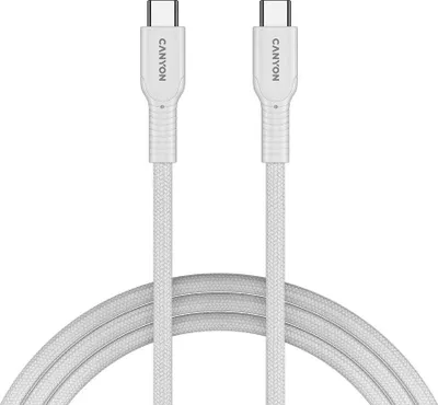 Obrázek produktu pro Canyon OnWire CCAP60CL, 1 m, USB-C / USB-C, 60W PD, 480Mbps, opletený, bílý