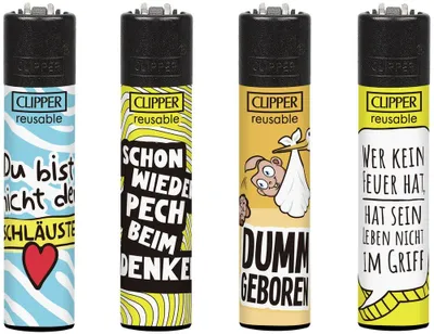 Produktbild von Clipper Feuerzeuge 4er Set Dumm 2