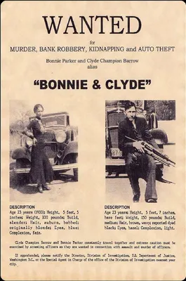Produktbild von vianmo Holzschild 18x12 cm wanted Bonnie Clyde