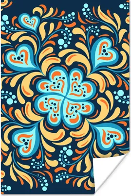 Produktbild von MuchoWow® Poster Vierblättriges Kleeblatt - Herzen - Orange - Blau 20x30 cm - Papierdruck
