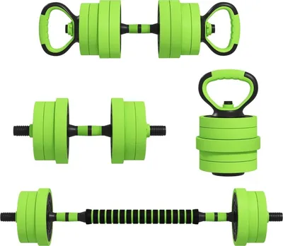 Immagine prodotto di Fortuna Lai Set di manubri 4 in 1 20 kg manubri regolabili e bilancieri Kettlebell Maniglie per flessioni Verde