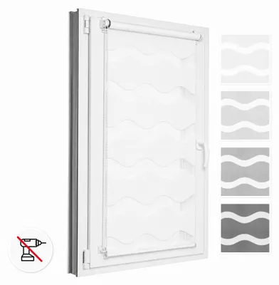 Obrázek produktu pro Estika Dvojitá roleta vlna bez vrtání - 30 x 150 cm - Bílá - Snadná montáž pomocí úchytů