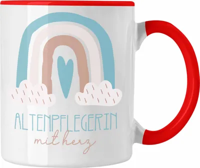 Produktbild von Trendation - Altenpflege Tasse Geschenk Danke Kaffeetassse Geschenkidee für Altenpflegerin mit Herz Spruch (Rot)
