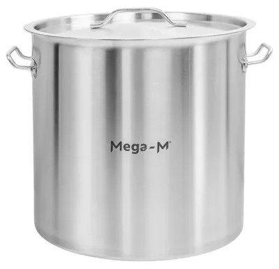 Zdjęcie produktu dla Garnek gastronomiczny wysoki ze stali nierdzewnej z pokrywką Mega-M Standard 36l 36x36 cm