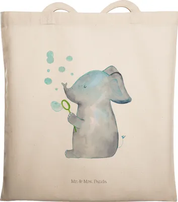 Produktbild von Mr. & Mrs. Panda Jutebeutel Elefant Seifenblasen - Transparent - Geschenk, Lustige Sprüche, Shopping Tasche, Rüsseltier, Liebe, Tote Bag, Elefanten, Baumwollbeutel