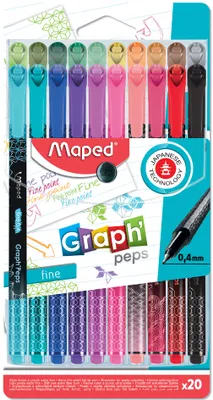 Image de Maped Fineliner Graph'Peps Premium Étui plastique de 20 pièces