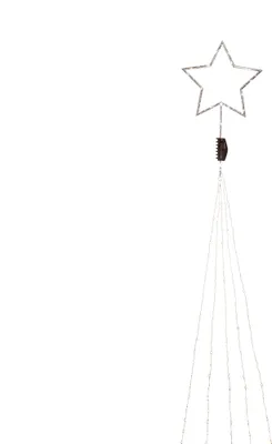 Produktbild von LED Baummantel mit silberfarbenem Top-Stern 5 Stränge à 48 Dioden, Stern mit 34 Dioden, 274 bernsteinfarbenen Dioden, 4, 5V_Innentrafo, silberfarbener