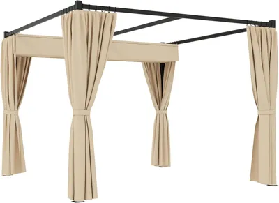 Zdjęcie produktu dla Pergola - Pawilon ogrodowy - Pergola tarasowa - Osłona przeciwsłoneczna - Wolnostojąca - Z wysuwanym dachem - Konstrukcja metalowa