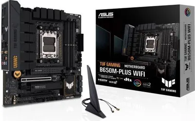 Image de Carte Mère ASUS TUF GAMING B650M-PLUS WIFI, Micro-ATX, Wi-Fi, Realtek 2.5 Go Ethernet, DisplayPort, HDMI