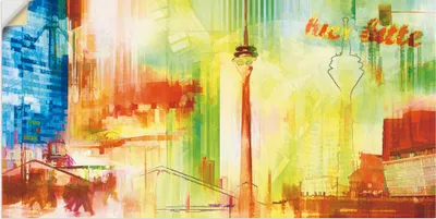 Produktbild von ARTland Wandbild, selbstklebend Düsseldorf Skyline Collage II Größe: 100x50 cm