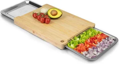 Produktbild von Famanu Schneidebrett mit Magnetischen Auffangschalen - Nachhaltige Bamboo Küchenplatte