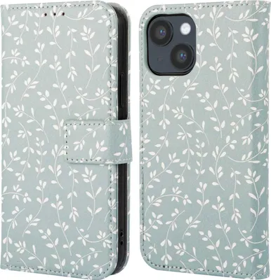 Zdjęcie produktu dla imoshion Design Bookcase for de Apple iPhone 14 - Smoke Green Flowers