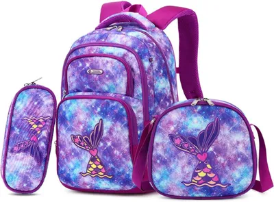 Produktbild von Kinderrucksack 16 Zoll, lila Meerjungfrau, Schultasche, für Grundschule