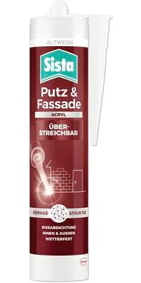 Produktbild von Sista Putz & Fassade Acryl - überstreichbar, körnige Struktur, Rissabdichtung Innen & außen, wetterfest - altweiß 280 ml