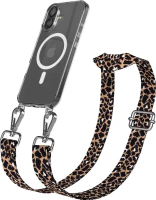Produktbild von EAZY CASE - Handykette mit MagSafe Hülle für Apple iPhone 17, Handyband Leo Style, Karabiner Silber, Umhängeband in Schwarz