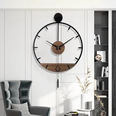 Produktbild von Große Vintage-Style XXL Wanduhr 79x50 cm mit Stil-Quarzuhrwerk - Große flache Wanddekoration für Wohnzimmer, Küche, Schlafzimmer - Schwarz, kein Tickgeräusch