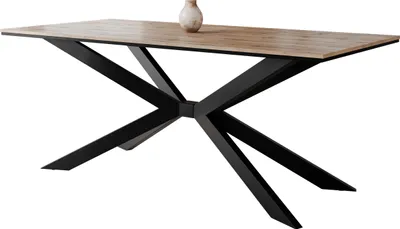 Produktbild von MIRJAN24 Esstisch Flora, Design Tisch, Stilvoll Esszimmertisch, Esszimmer (Farbe: Wotan + Schwarz)