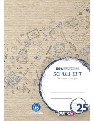 Produktbild von LANDRE Heft, A4, 80g/m² , 16 Blatt, Lin.25, liniert mit Rand LANDRE 100050215
