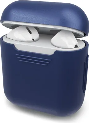 Image de subtel - Étui souple de protection en Silicone couleur Bleu. Coque de protection ultra fine et antidérapante de rangement pour Apple AirPods AirPods 2