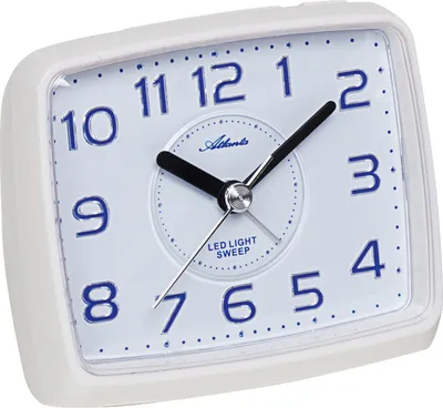 Produktbild von Atlanta 1979/0 Wecker Quarz analog weiß leise ohne Ticken mit Licht Snooze