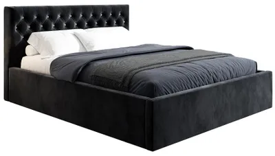 Produktbild von Polsterbett 160x200 cm Doha - Doppelbett mit Bettkasten & Lattenrost - Schwarz (Riviera 100)
