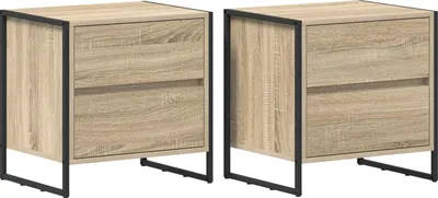 Imagen del producto de Mesa de Noche 2 uds. Roble Sonoma 50 x 39.5 x 50 cm