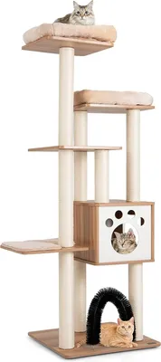 Produktbild von COSTWAY 6-stöckiger Kratzbaum 176cm, Katzenbaum mit gemütlicher Matten & Höhle, Holz, Katzenmöbel, Kletterbaum Aktivitätsbaum Spielbaum