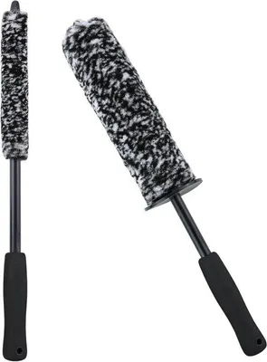 Produktbild von Mikrofaser-Reifenbürsten-Set – Reifenbürste, Felgenbürste – Autoreinigung – Flexibles Design – 2 Stück – Grau