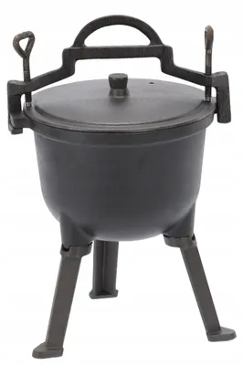 Produktbild von Gusseisen-Kessel 5 l mit Deckel und Füßen, schwarz, für Lagerfeuer & Grill