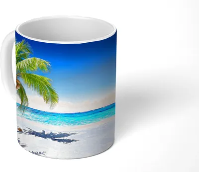 Produktbild von MuchoWow® Tasse Kaffeetasse Kaffeebecher 350 ml Palme - Strand - Meer - Sommer Teetasse - Fototasse - Becher - Keramikbecher - Teebecher - Kaffeetasse - Bürotasse