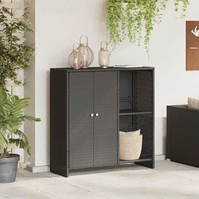 Zdjęcie produktu dla vidaXL Szafka do przechowywania z półką czarna 100 x 36 x 102 cm rattan