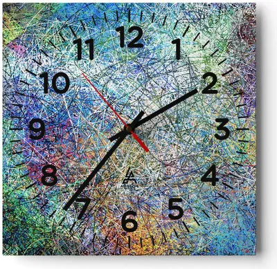 Produktbild von Wanduhr - Quadrat - Glasuhr - Abstraktion modern - 30x30cm - Schleichendes Uhrwerk - Lautlos - zum Aufhängen bereit - Dekoration Modern - Wanddekoration aus Glas - C4AC30x30-3668