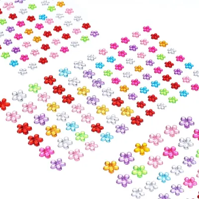 440 Strass-Sticker, Blumen, Acryl, selbstklebend, Bastel-Deko