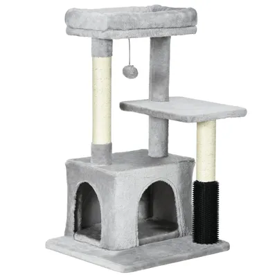 Produktbild von Kratzbaum Katzenbaum waschbares Katzenbett Katzentoilette Spielzeug Hellgrau 48x48x85cm
