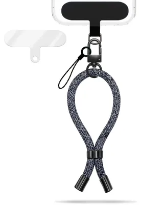 Produktbild von Wristy Edition - Lanyard Universal Handykette - Handgelenk-Schlaufe mit Metall-Karabiner -  Denim Waves