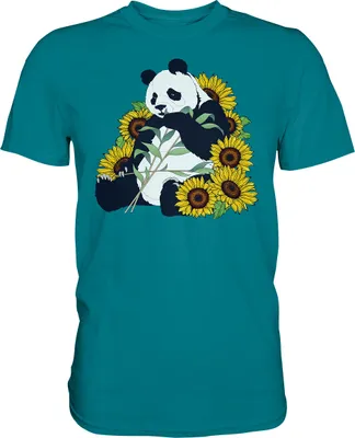 Produktbild von Panda Sonnenblumen T-Shirt Garten Motiv Gärtner Geschenk – Diva Blue / L