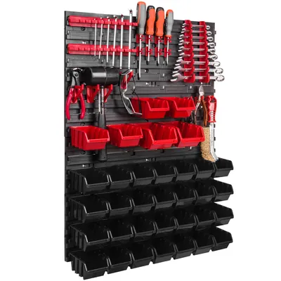 Immagine prodotto di Sistema di stoccaggio Scaffale a parete 576 x 780 mm Parete attrezzi 34 pezzi scatole impilabili in plastica