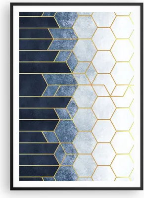 Produktbild von Gerahmtes Poster - Schwarzer Rahmen - Abstraktion Figuren Geometrisch - 70x100 cm - Wand Bild - Wanddeko - Wandbilder - Kunstposter - Wandposter - Bilderrahmen - Bilder - Kunstdruck - P2BPA70x100-5135