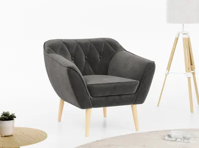 Produktbild von Sofa, Skandinavischer Stil, Holzbeine - PIRS - 1 Sitzer - Grau - Velvet