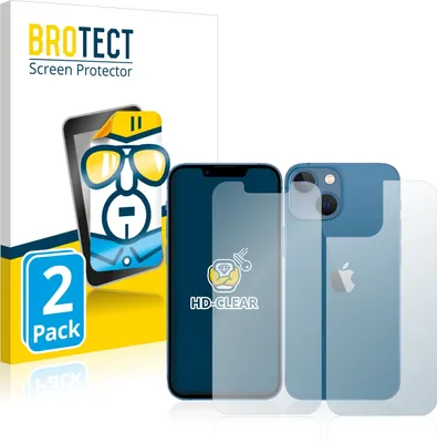 Produktbild von 2x Für Apple iPhone 13 mini (Display+Rückseite) Schutzfolie BROTECT Displayschutz Display Schutz Folie Klar Transparent