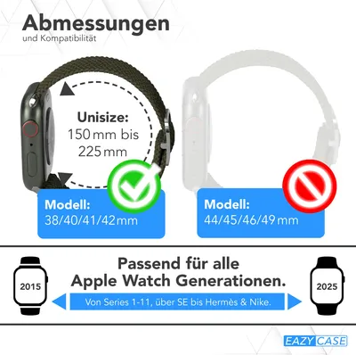 Produktbild von EAZY CASE Apple Watch Armband Wristband 38mm/40mm/41mm verstellbares Ersatzarmband aus Stoff, iWatch Serie in Grün