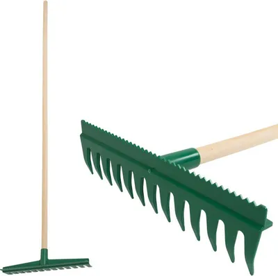 Image de Rateau de nivellement R140, 13 dents, en plastique, avec bord de nivellement, manche 160 cm