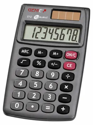 Produktbild von GENIE 510 Taschenrechner - Tischrechner klein – Solar & Batterie (Dual Power), 8