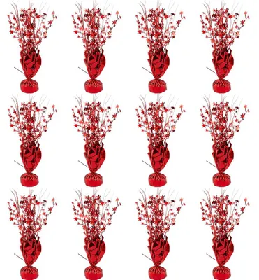 12 rote Metallic-Folien-Sterne, Tischdeko, 63x315 mm, Partydekoration