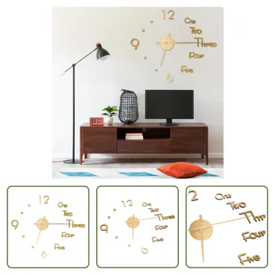 Produktbild von The Living Store 3D-Wanduhr Modernes Design Golden 100 cm XXL