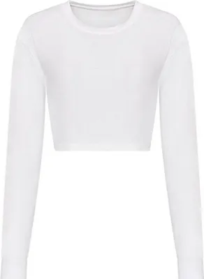 Produktbild von Just Ts JT016 | WomenŽs Long Sleeve Cropped T-Shirt - Farbe: Solid White - Größe: L