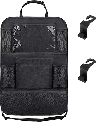 Produktbild von Rückenlehnenschutz Auto Kinder 2 Stück, Rücksitz Organizer für KFZ, Große Taschen 600D Oxford Stoff Wasserdicht Rück sitzschoner mit 12 Zoll iPad Tabl