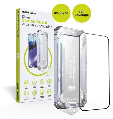Image de Verre de protection Mobile Origin pour iPhone 16, verre trempé 9H avec guide d'installation