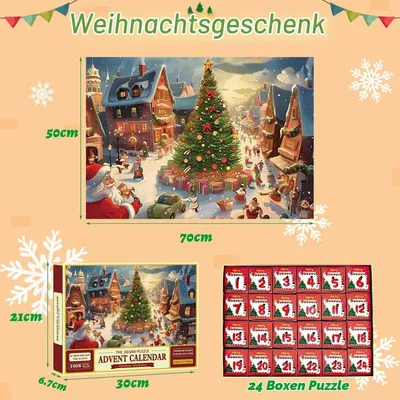 Produktbild von Adventskalender 2026 Weihnachts Puzzle 1008 Teile in 24 Boxen Countdown Kalender